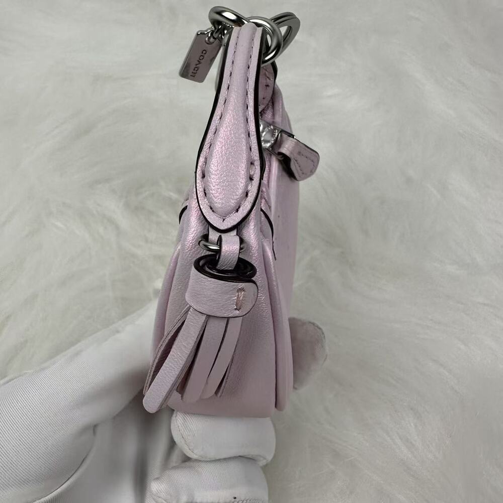 Coach Mini Carmen Bag Charm In Pearlized leather/Silver/Pink CBL92 NWT - Picture 7 of 7